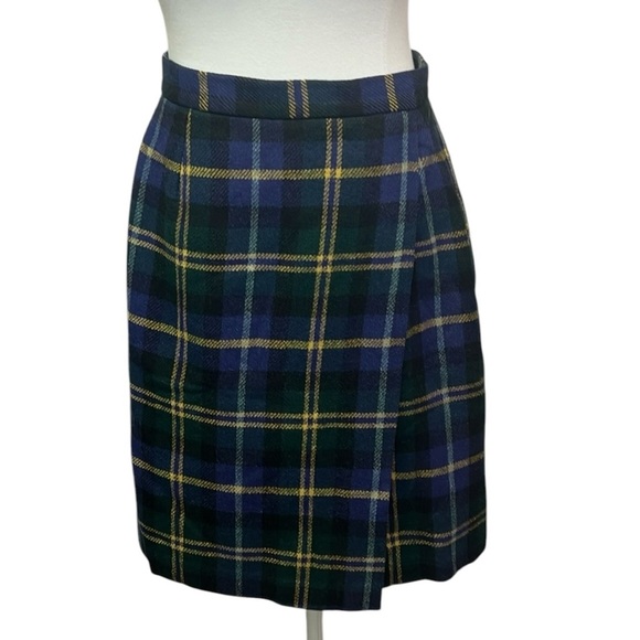 Talbots Plaid Wrap Style Wool Blend Skirt - Picture 1 of 5